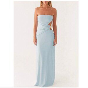 NEVER WORN MAXI DRESS STRAPLESS CUT OUT GOLD HARDWARE